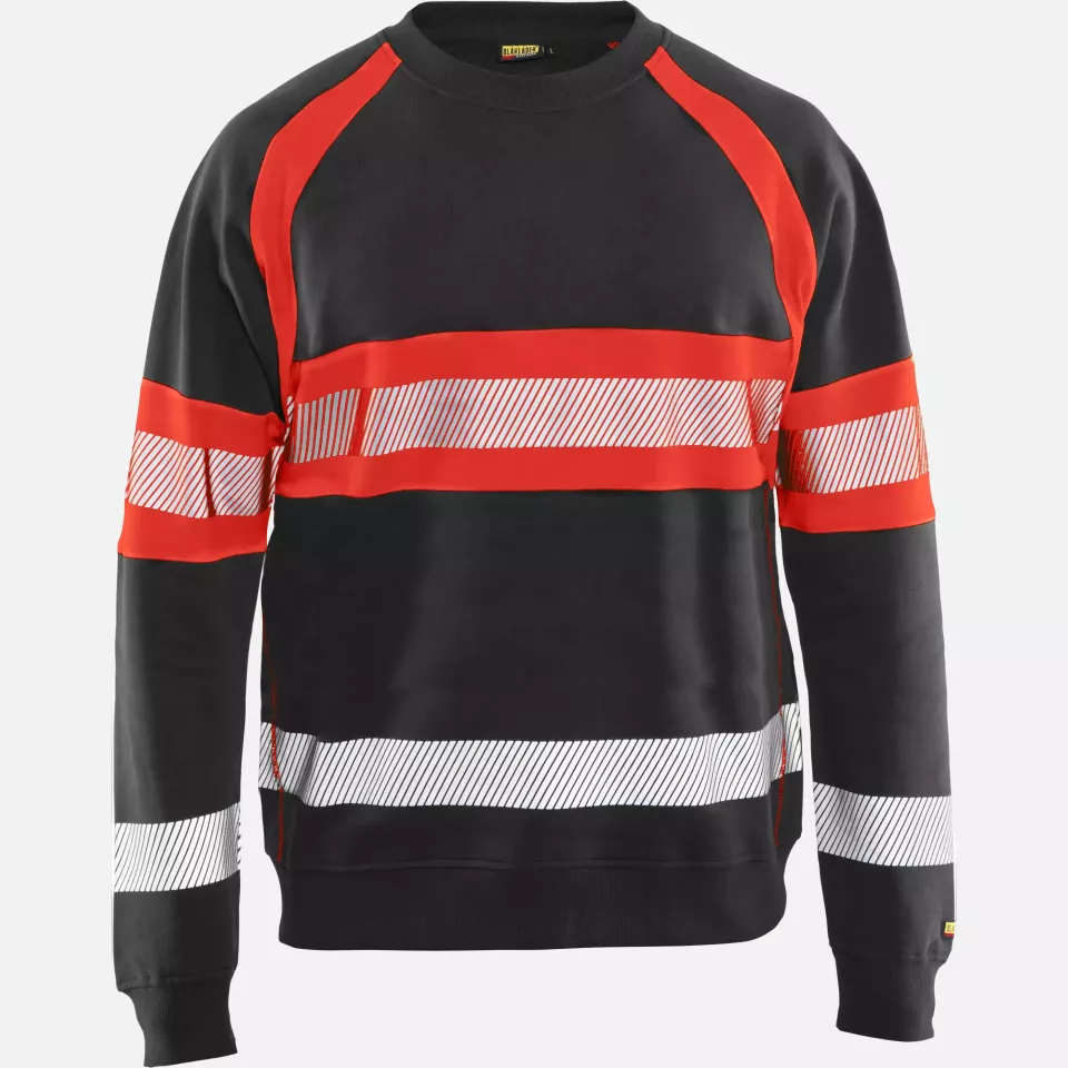 Blaklader 335911589955, High Vis Sweatshirt, Black/High Vis Red, image 1, gallery thumbnail