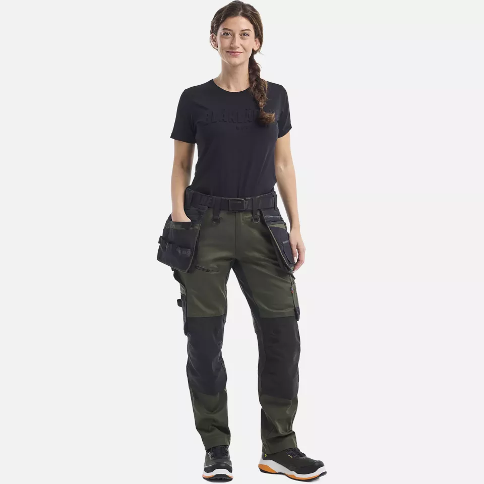 Blaklader 717011494298, STRIKER Ladies Stretch Craftsman Work Trousers, Forest Green/Black, image 5, gallery thumbnail