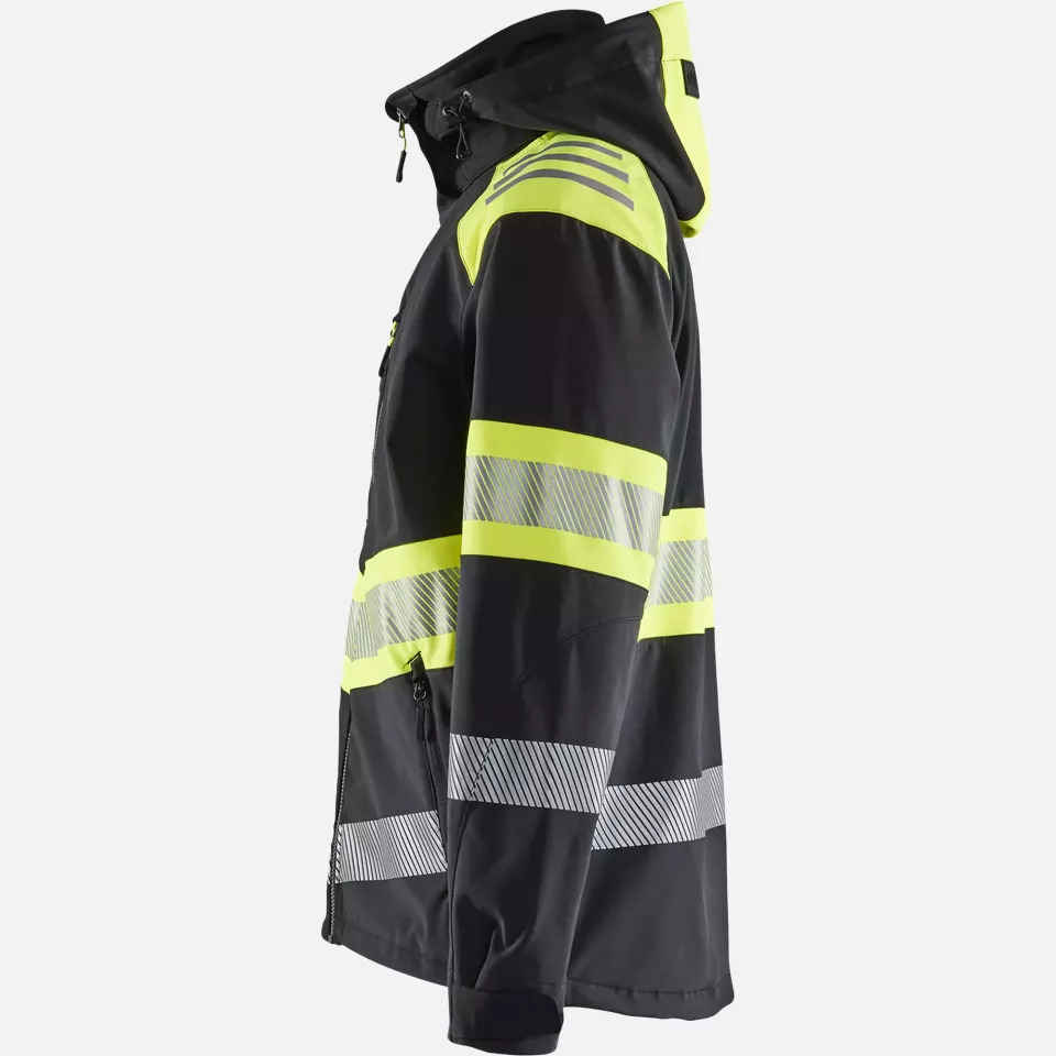 Blaklader 449425139933, High Vis Softshell Jacket, Black/Yellow, image 3, gallery thumbnail