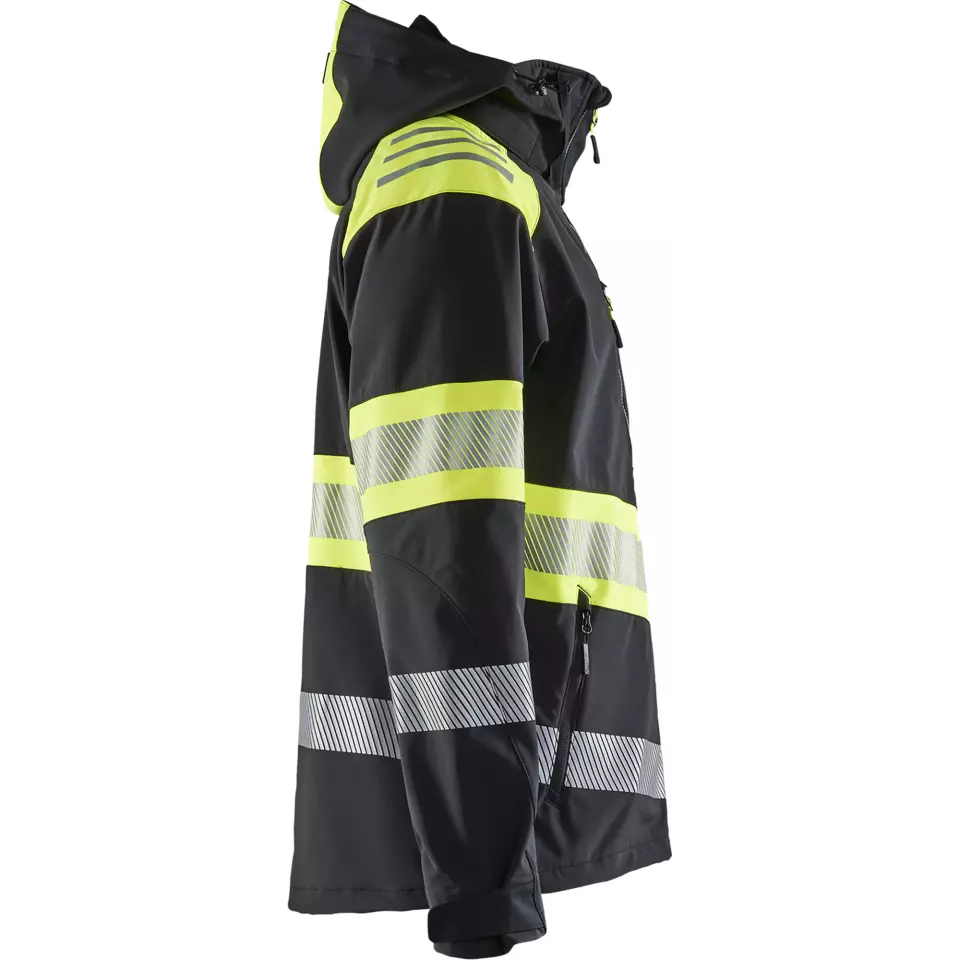 Blåkläder 449425139933, High Vis Softshell Jacket, Black/Yellow, image 2, gallery thumbnail