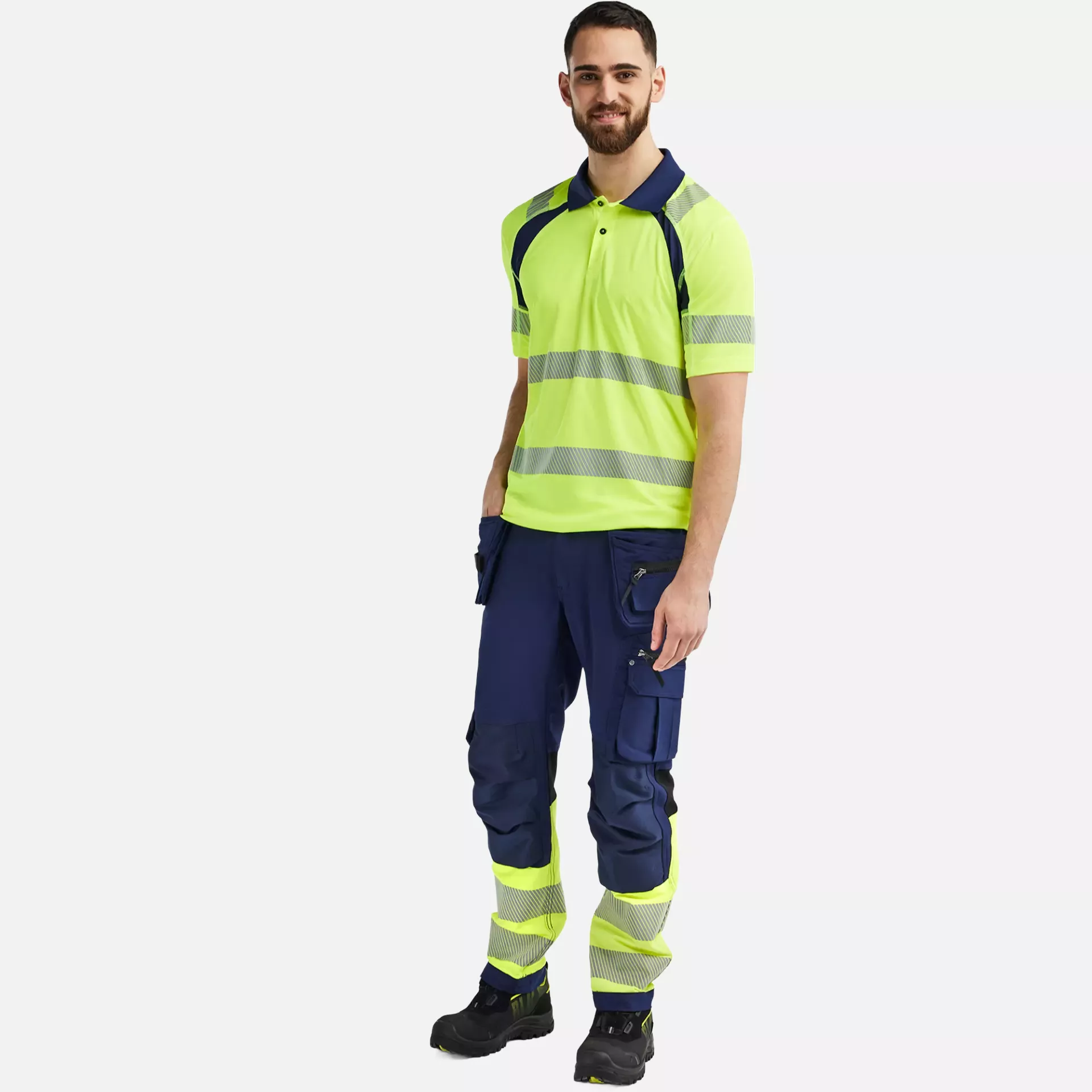 Blaklader 359510133389, High Vis UV Protection Polo Shirt, Yellow/Navy Blue, image 5