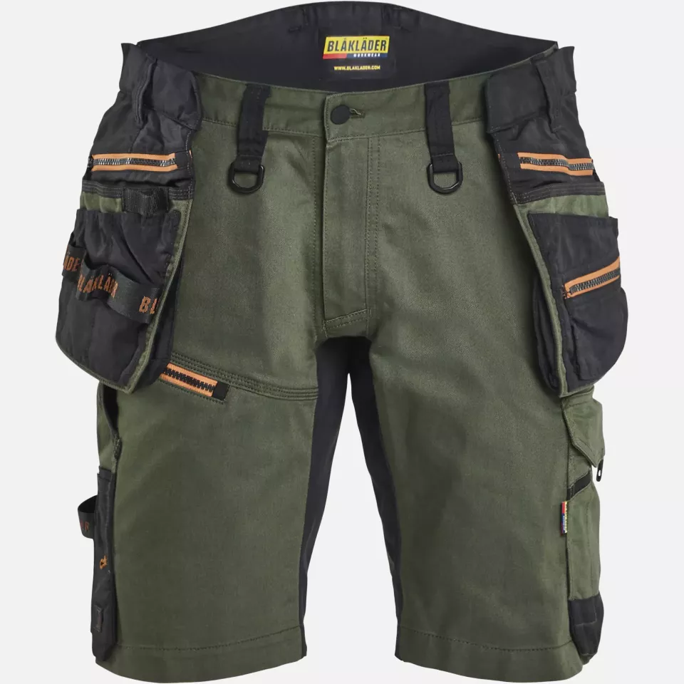 Blaklader 197211494240, STRIKER Stretch Craftsman Shorts, Forest Green/Rust, image 1, gallery thumbnail