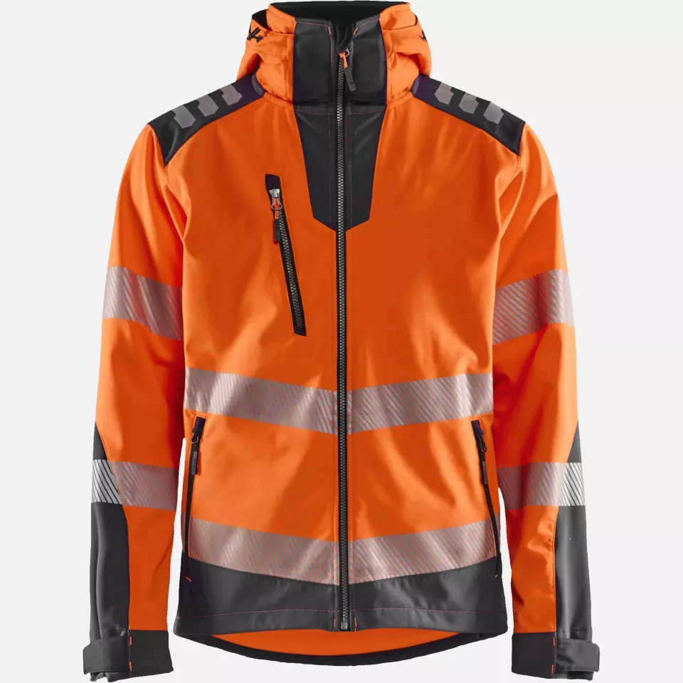 Blaklader 449125135396, High Vis Softshell Jacket, Orange/Medium Grey, image 1, gallery thumbnail