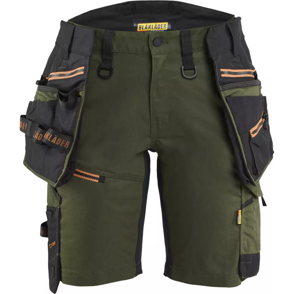 Blaklader 717511494240, STRIKER Ladies Stretch Craftsman Shorts, Forest Green/Rust