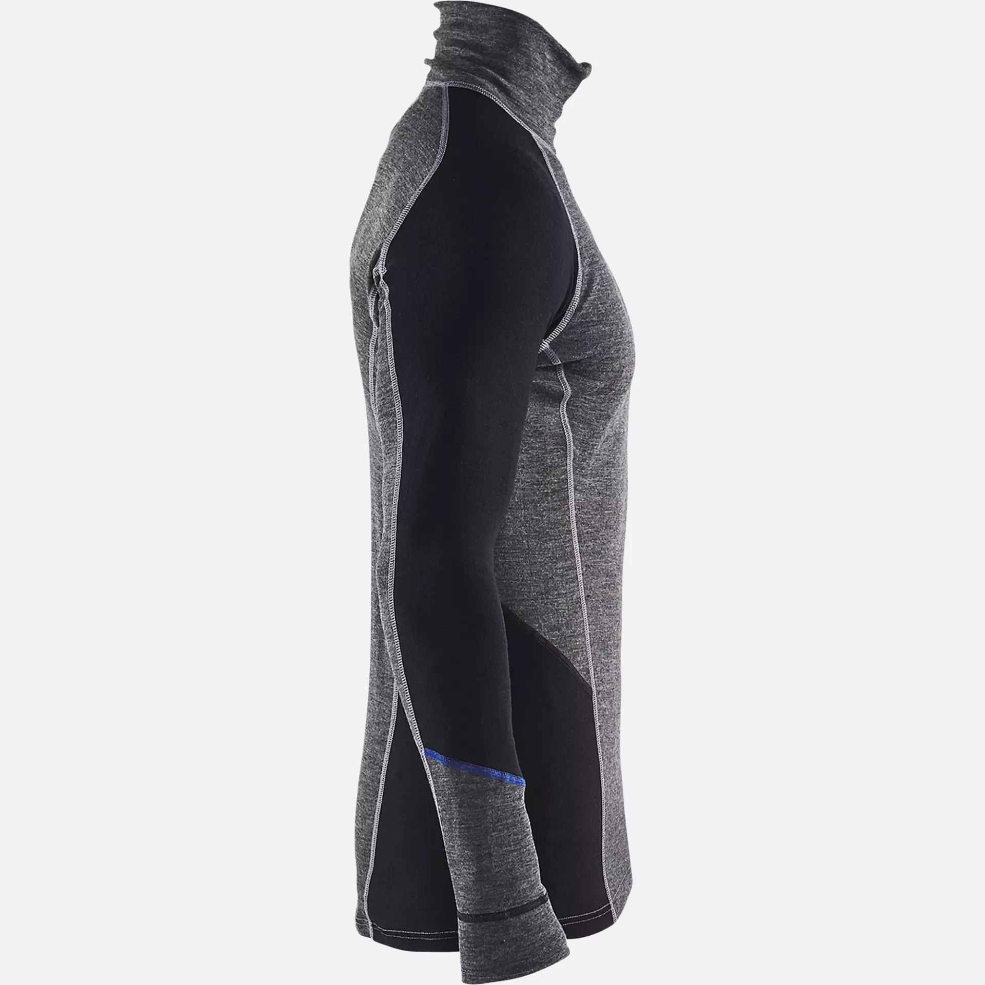 Blaklader 489917329699, Warm Merino Wool Zip Neck Undershirt, Medium Grey/Black, image 2