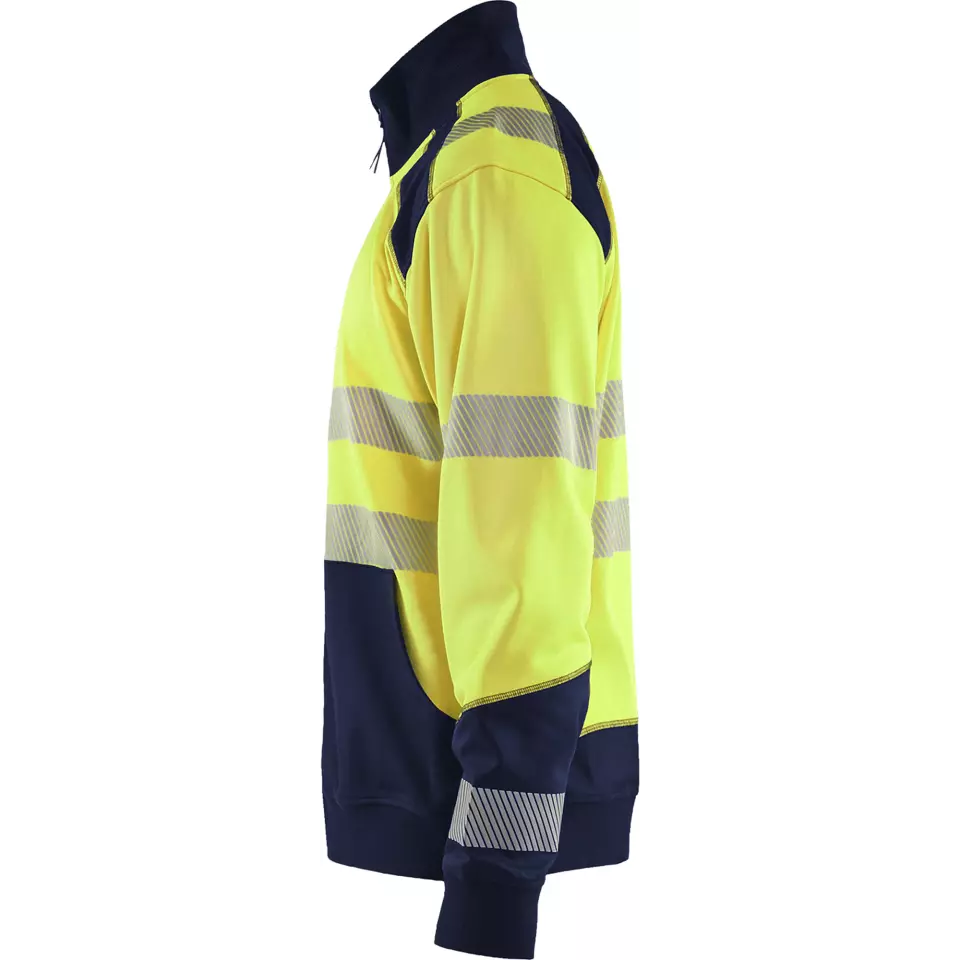 Blaklader 355625283389, High Vis Half-Zip Sweatshirt, Yellow/Navy Blue, image 3, gallery thumbnail