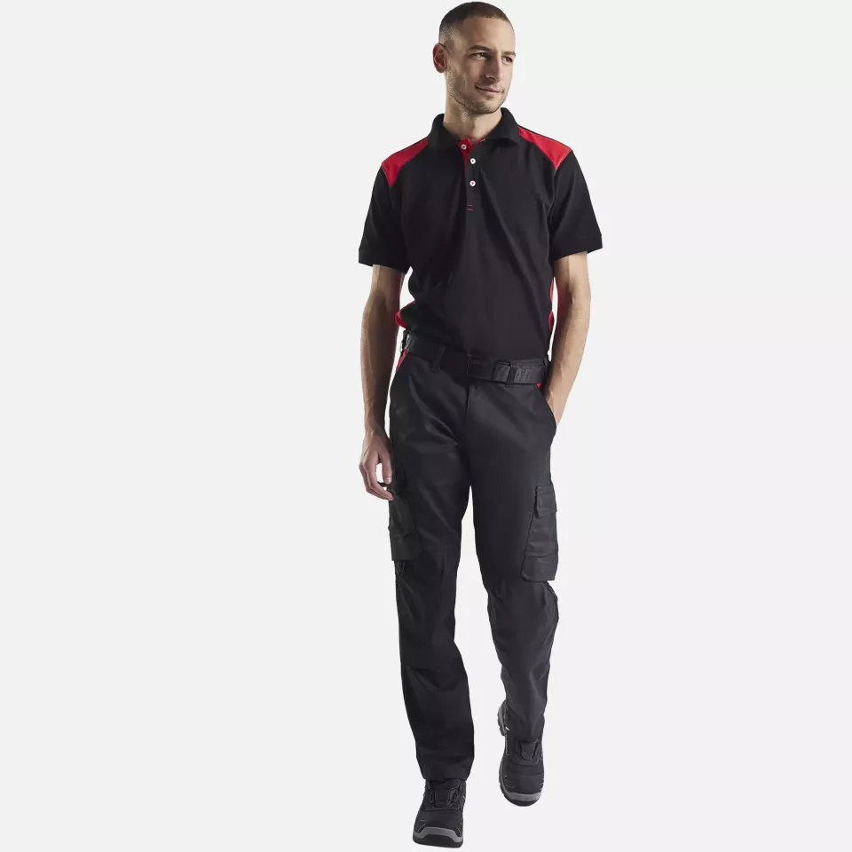 Blaklader 144818329956, Industrie Stretch Arbeitshose mit Kniepolstertaschen, Schwarz/Rot, image 5, gallery thumbnail
