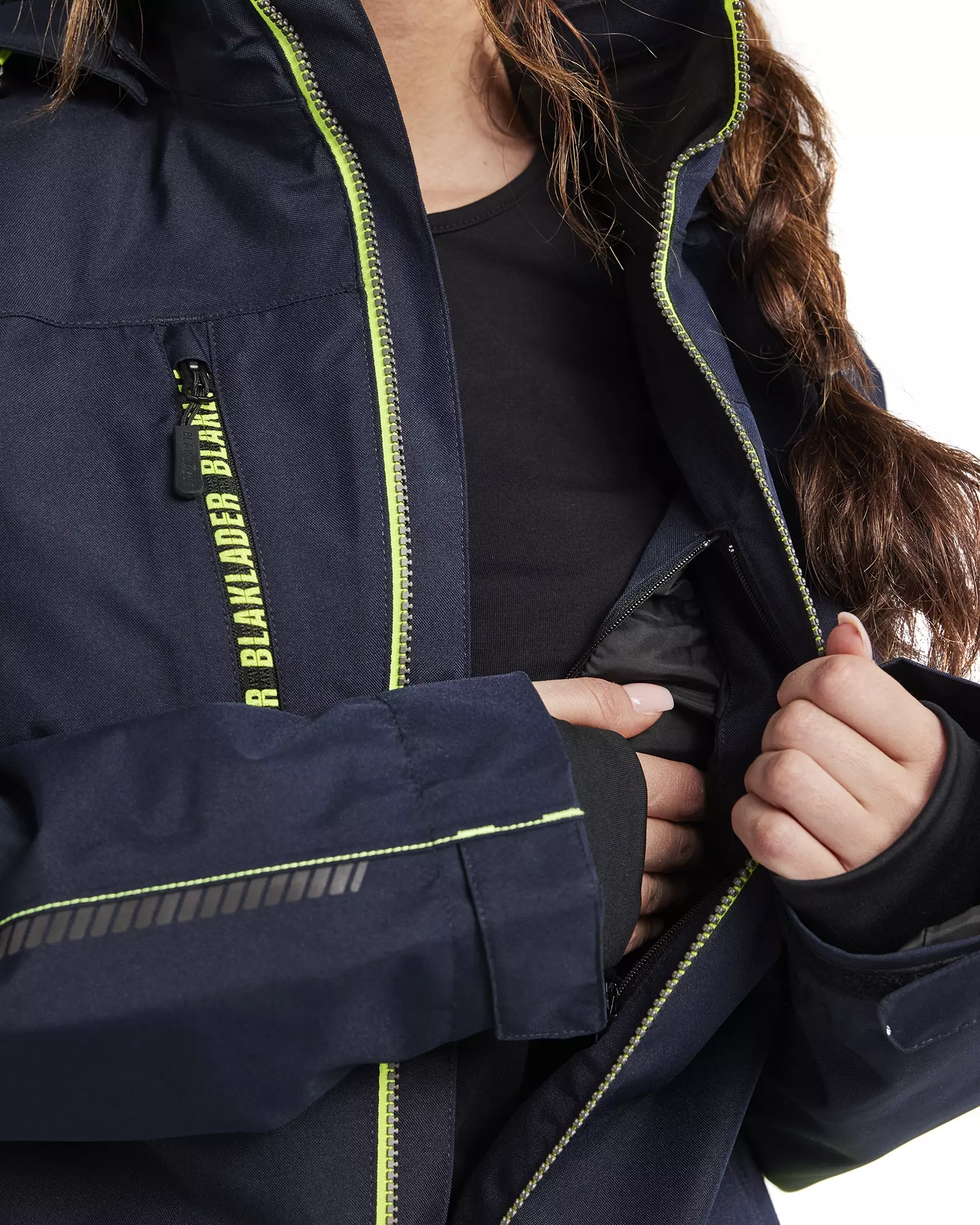 Blaklader 497219778633, Ladies Lined Lightweight Winter Jacket, Dark Navy/Yellow, image 6