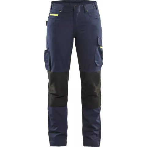 Blaklader Women's Stretch Work Trousers, Dark Navy/Yellow