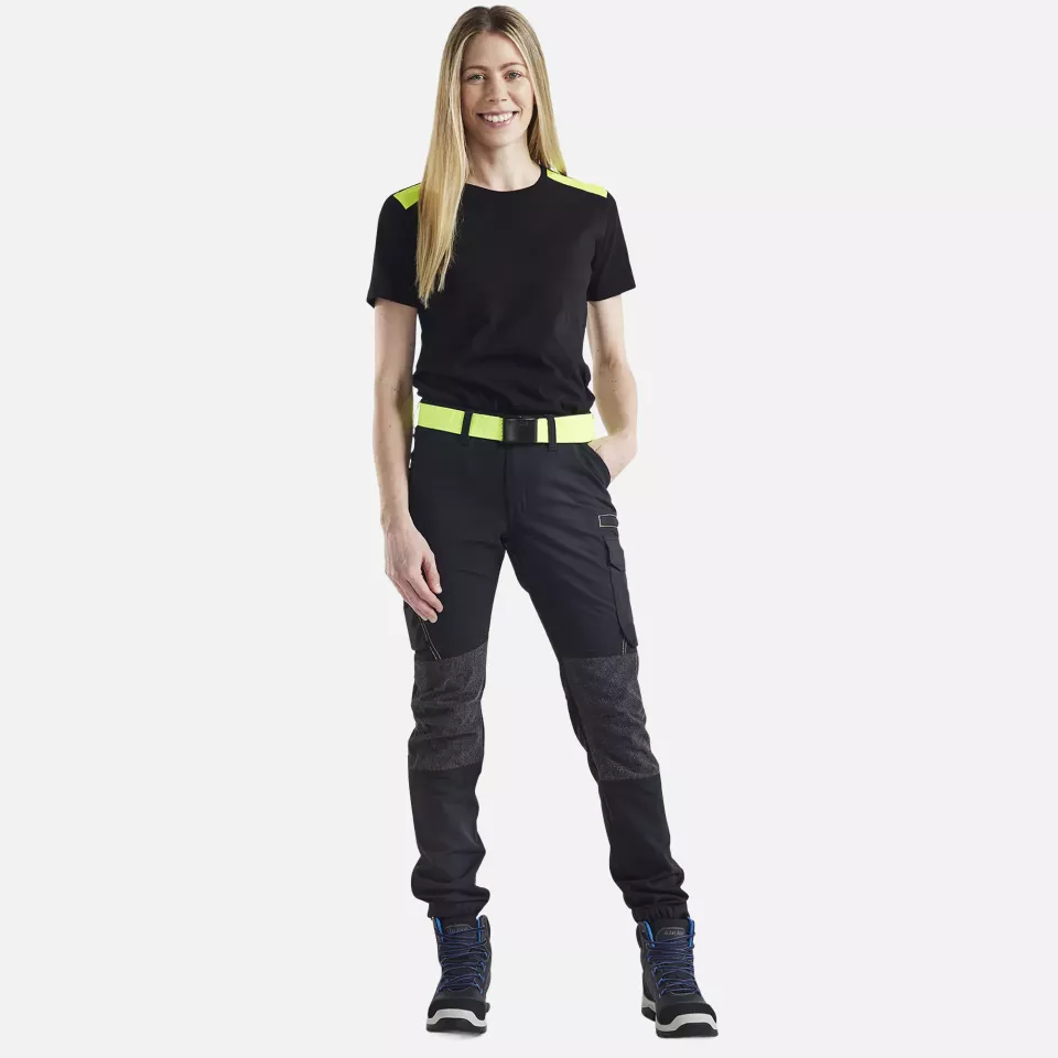 Blaklader 347910429933, Ladies T-Shirt, Black/Yellow, image 5, gallery thumbnail