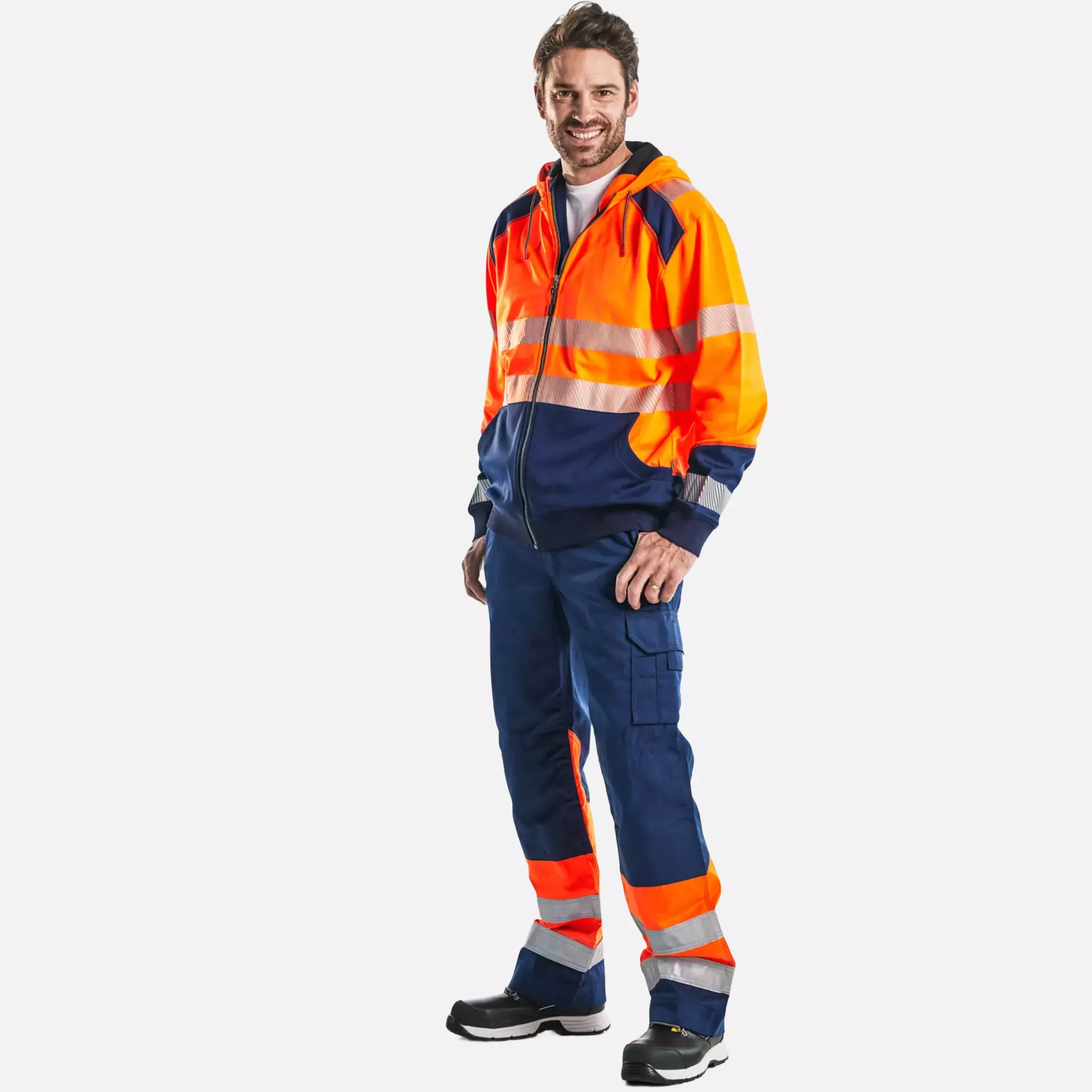 Blaklader 354625285389, High Vis Hooded Sweatshirt, Orange/Navy Blue, image 5