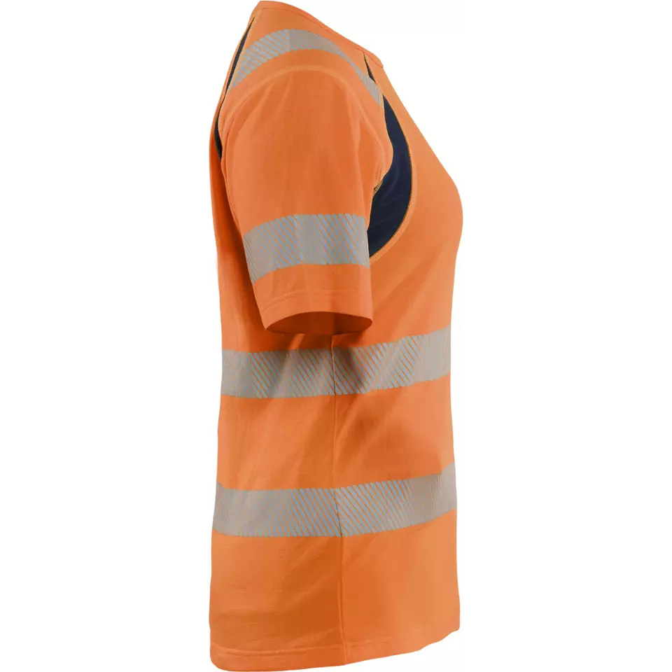 Blaklader 350325375389, High Vis Ladies T-Shirt, Orange/Navy Blue, image 2, gallery thumbnail