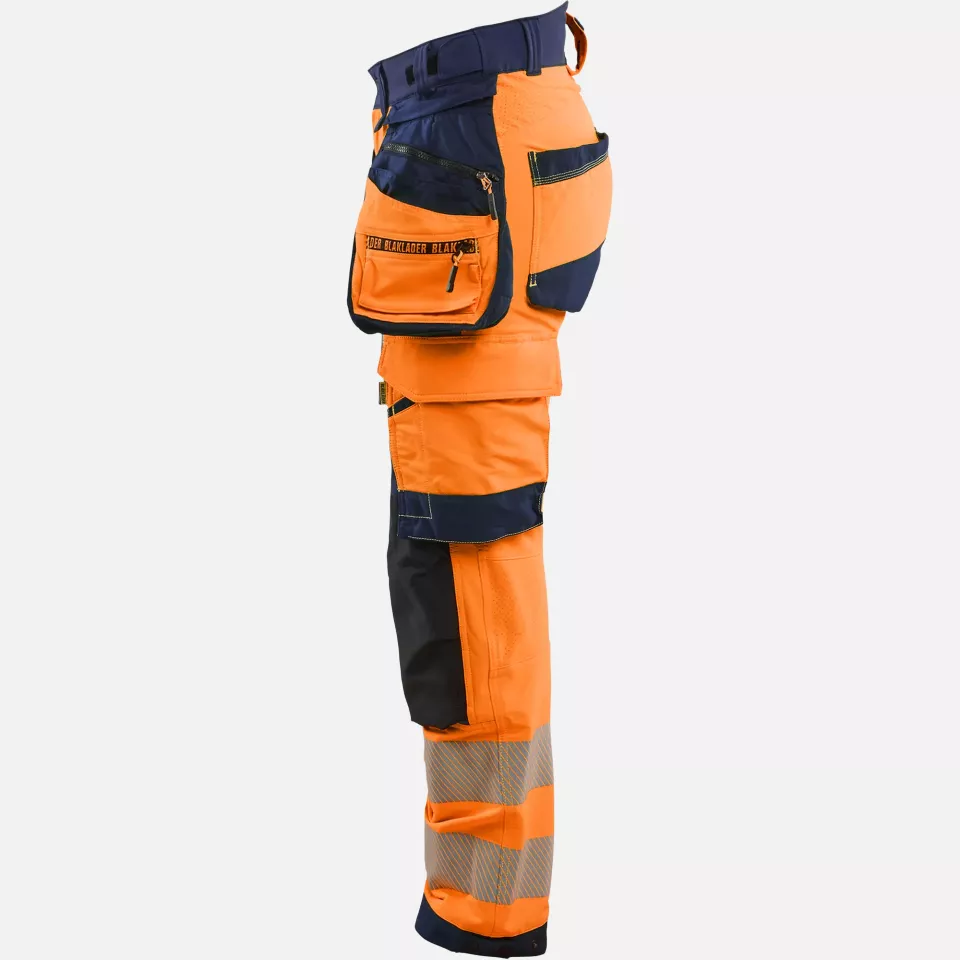 Blaklader 702216485389, High Vis Ladies 4-Way Stretch Trousers, Orange/Navy Blue, image 3, gallery thumbnail