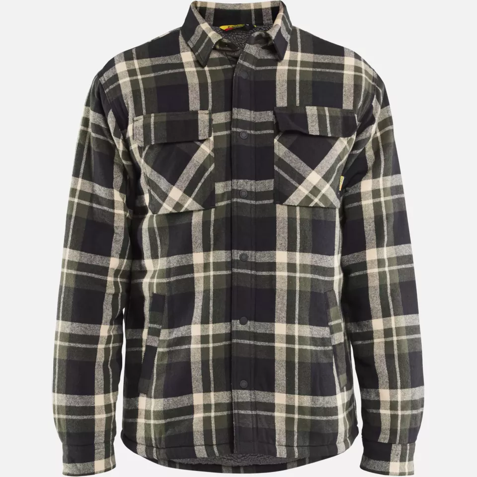Blaklader 470411684298, Pile Lined Flannel Shirt, Forest Green/Black, image 1, gallery thumbnail