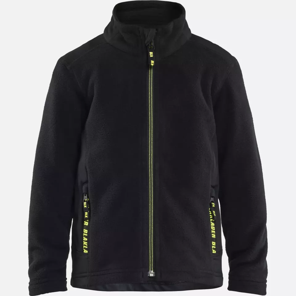 Blaklader 520610109933, Kids Microfleece Pullover, Black/High Vis Yellow, image 1, gallery thumbnail