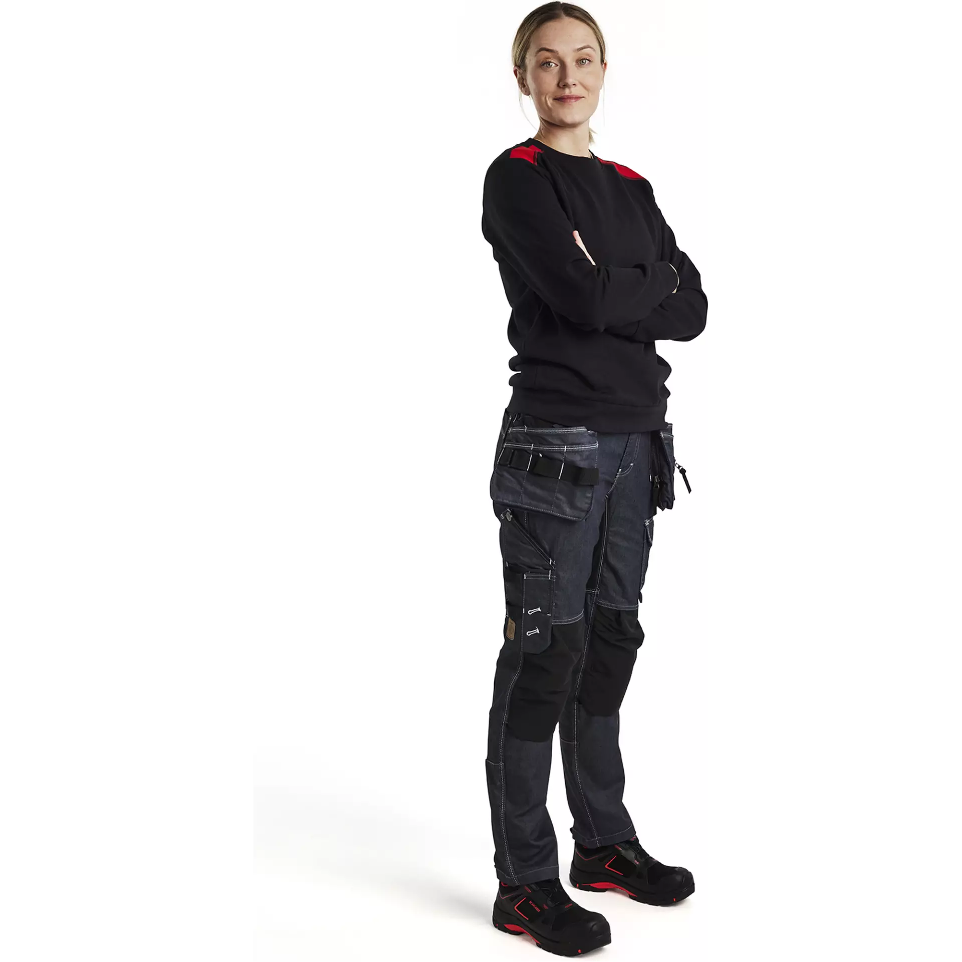 Blåkläder 340811589956, Women's Sweatshirt, Black/Red, image 5