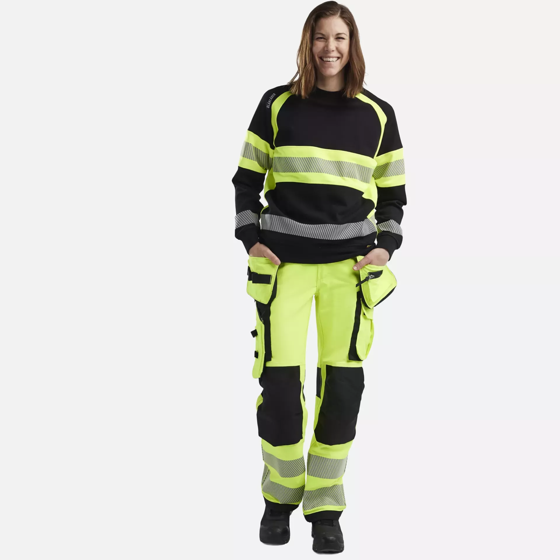 Blaklader 340911589933, High Vis Women's Sweatshirt, Black/Yellow, image 5