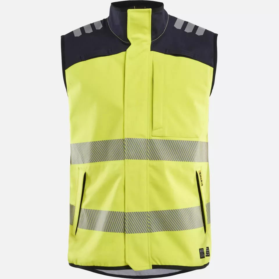 Blaklader 384915603389, Multinorm Softshell Vest, Yellow/Navy, image 1, gallery thumbnail