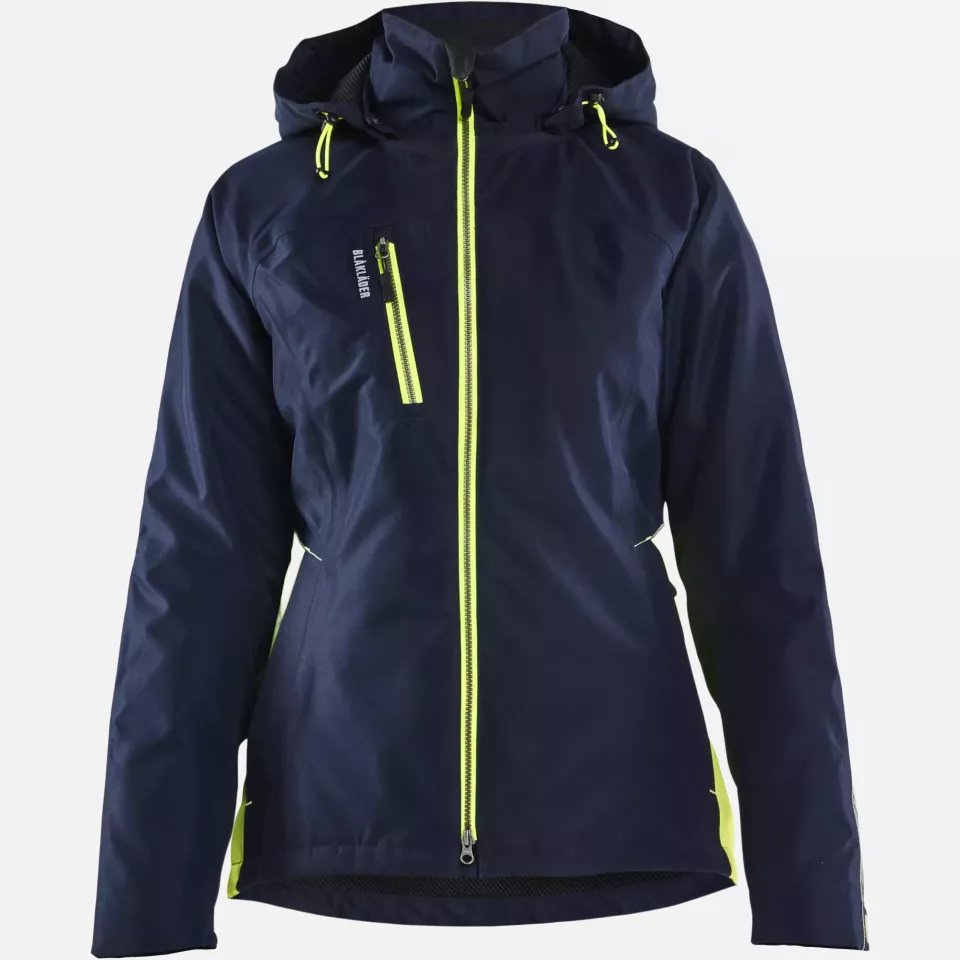 Blaklader 497219778633, Ladies Lined Lightweight Winter Jacket, Dark Navy/Yellow, image 1, gallery thumbnail