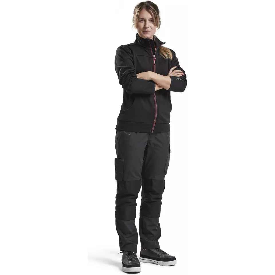 Blåkläder 339425269956, Ladies Zip Sweatshirt, Black/Red, image 5, gallery thumbnail