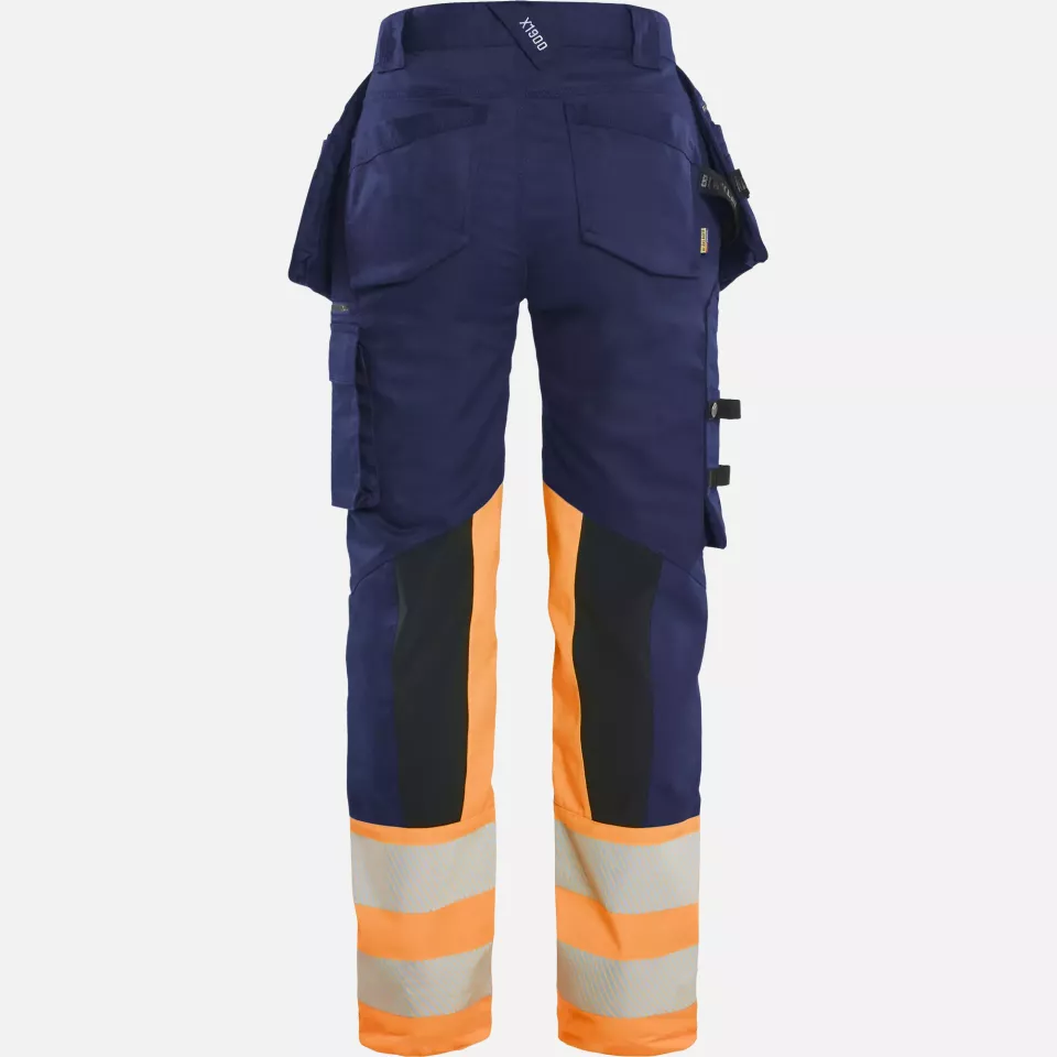 Blaklader 703011498953, High Vis Ladies Stretch Trousers, Navy/Orange, image 3, gallery thumbnail