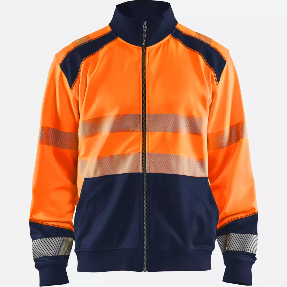 Blaklader 355825285389, High Vis Zip Sweatshirt, Orange/Navy Blue, image 1, gallery thumbnail