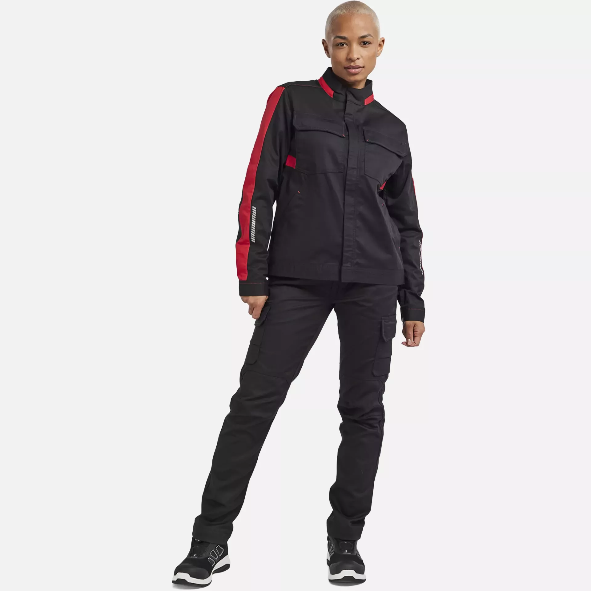 Blaklader 444318329956, Ladies Stretch Industry Jacket, Black/Red, image 5