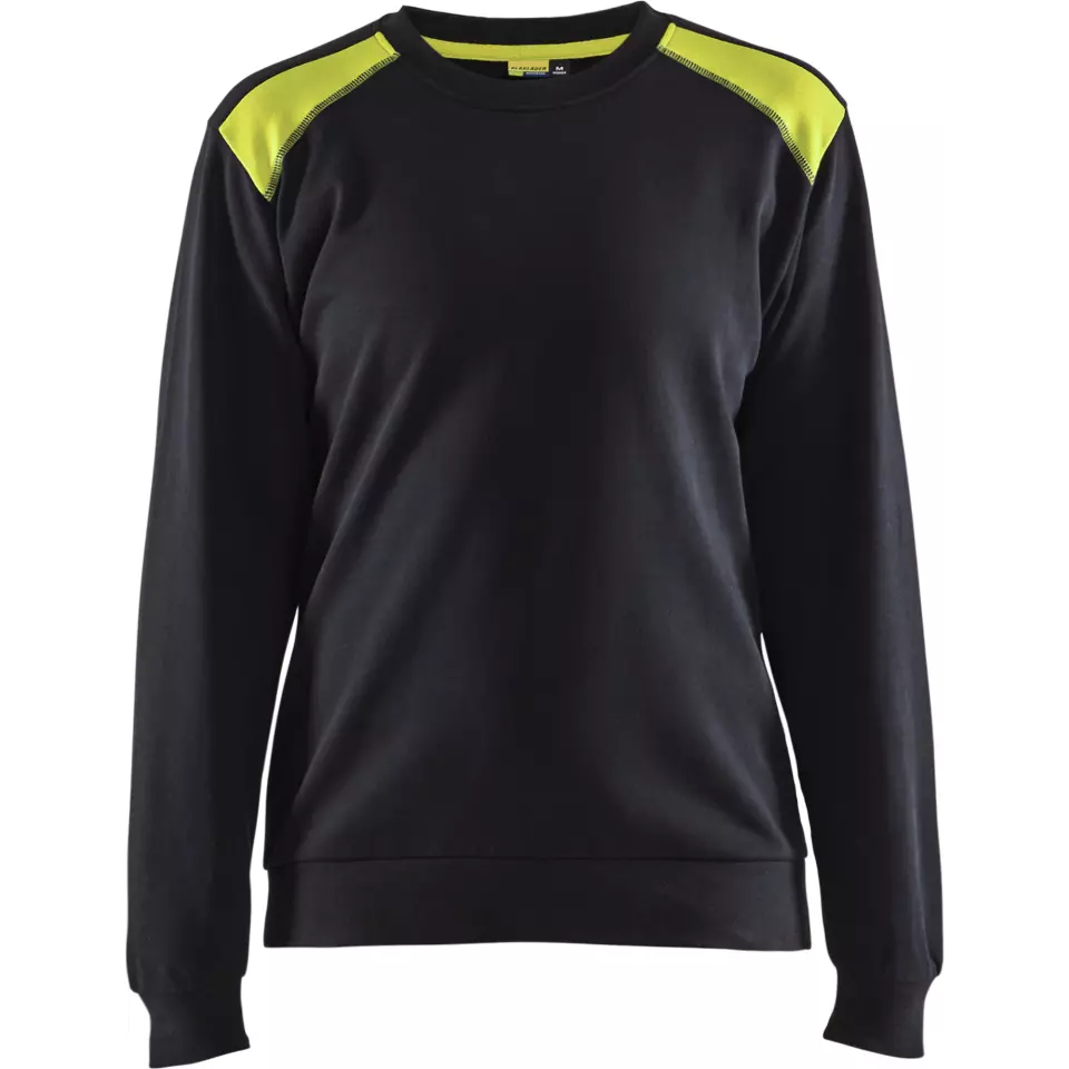Blåkläder 340811589933, Women's Sweatshirt, Black/Yellow, image 1, gallery thumbnail