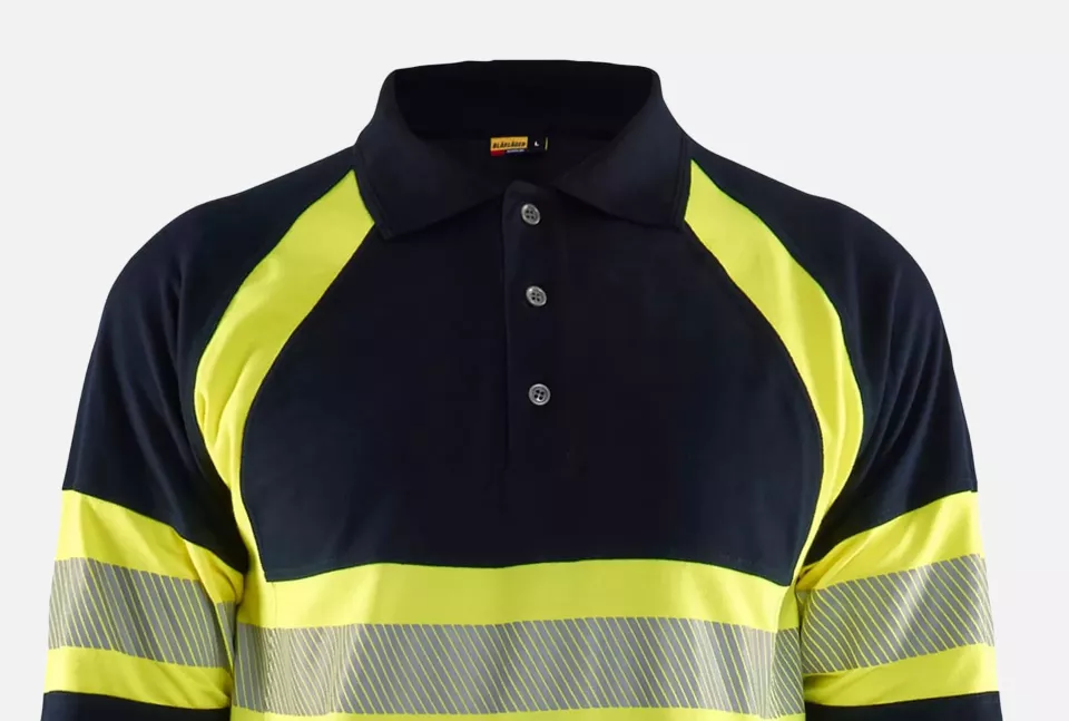 Blaklader 343817418933, Langarm Polo Shirt Multinorm, Marineblau/ Gelb, image 5, gallery thumbnail