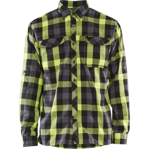 Blaklader Flannel Shirt, Black/Yellow