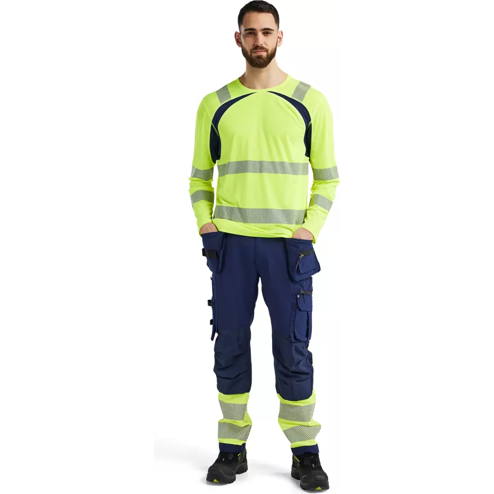 Blaklader 359910133389, High Vis UV Protection Long Sleeve Shirt, Yellow/Navy Blue, image 5, gallery thumbnail