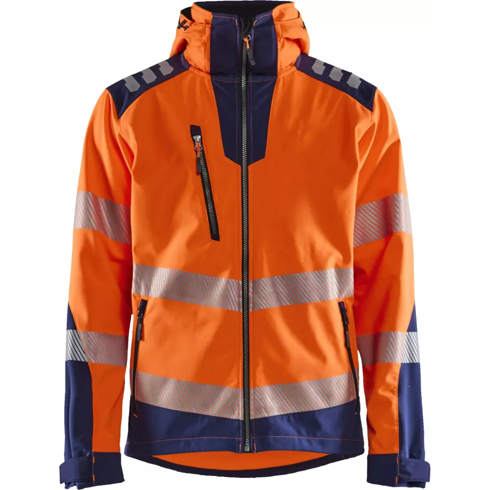 Blaklader 449125135389, High Vis Softshell Jacket, Orange/Navy Blue