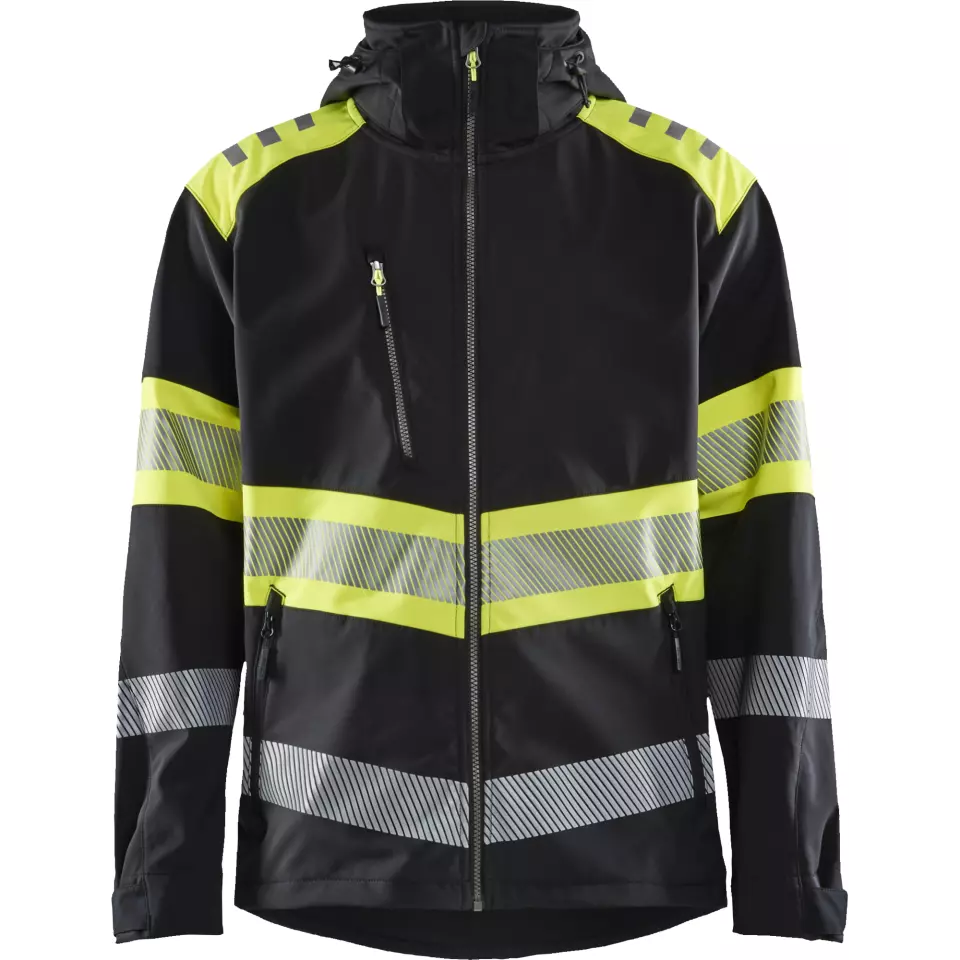 Blåkläder 449425139933, High Vis Softshell Jacket, Black/Yellow, image 1, gallery thumbnail