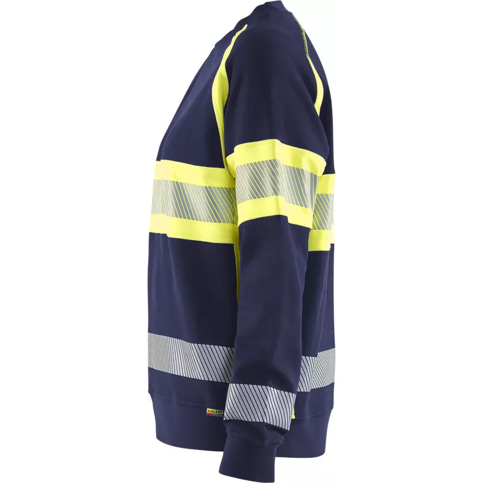Blåkläder 340911588933, High Vis Ladies Sweatshirt, Navy Blue/ Yellow, image 3, gallery thumbnail