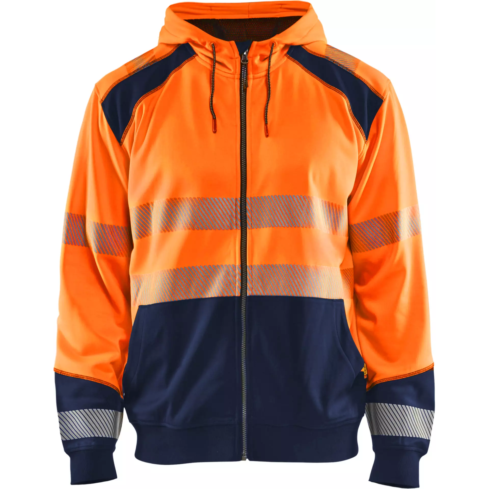 Blaklader 354625285389, High Vis Hooded Sweatshirt, Orange/Navy Blue