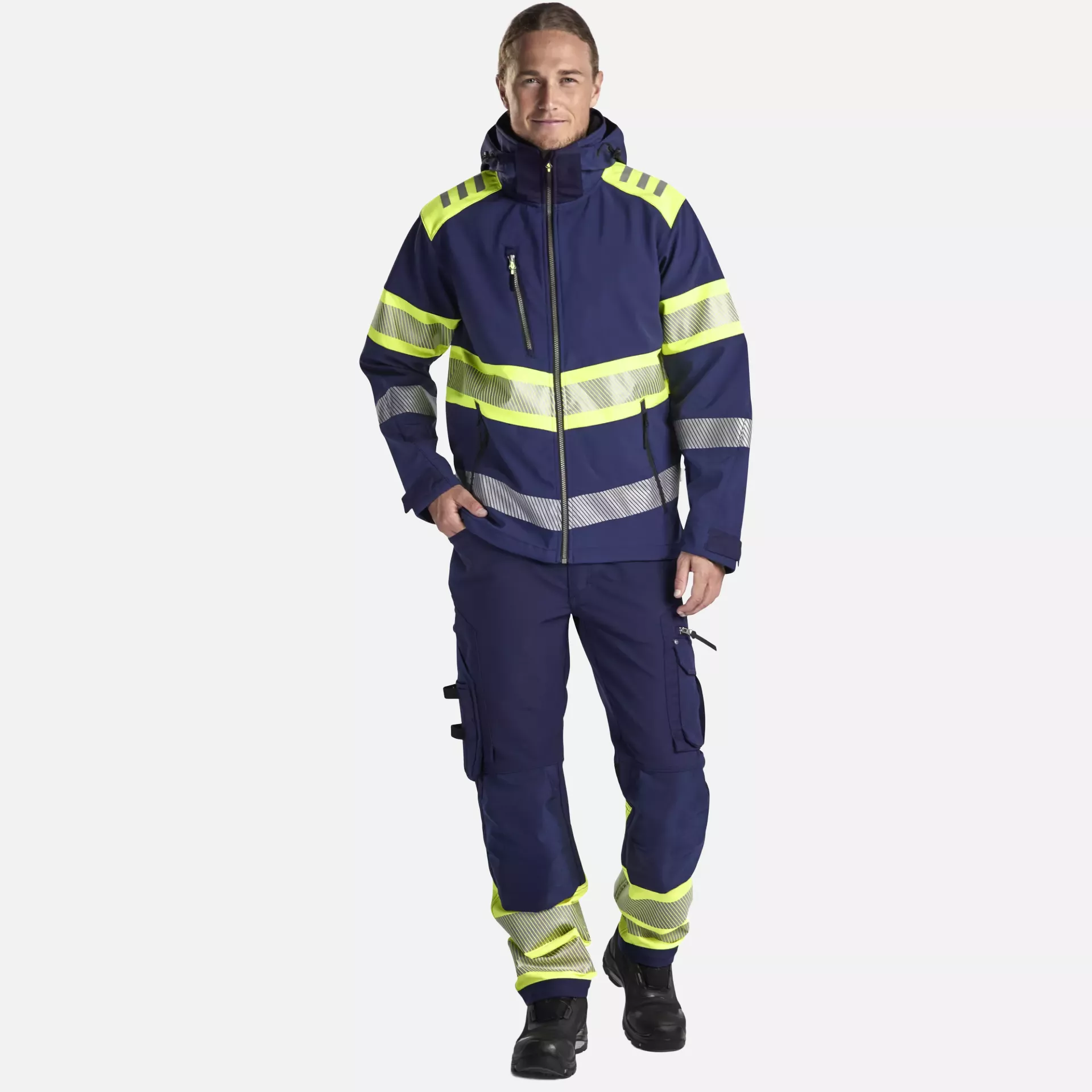 Blaklader 449425138933, High Vis Softshell Jacket, Navy/ Yellow, image 5