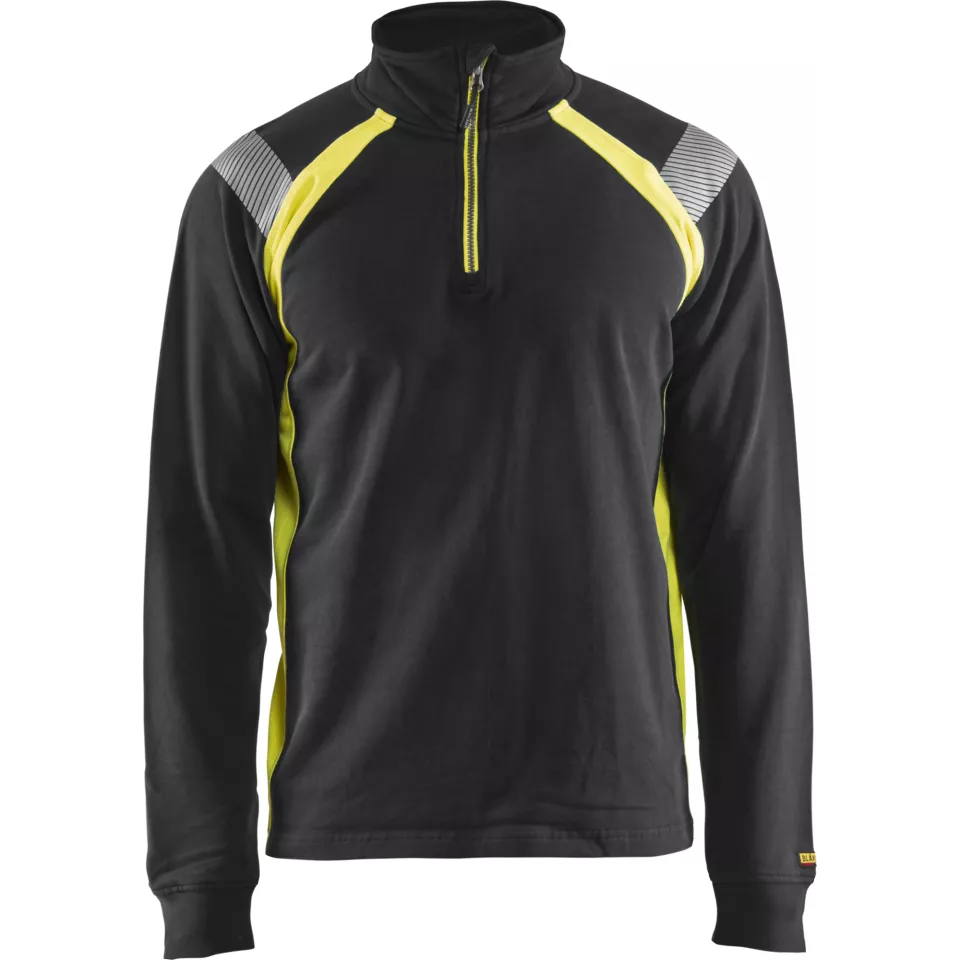 Blaklader 343211589933, Half-Zip Sweatshirt, Black/Yellow