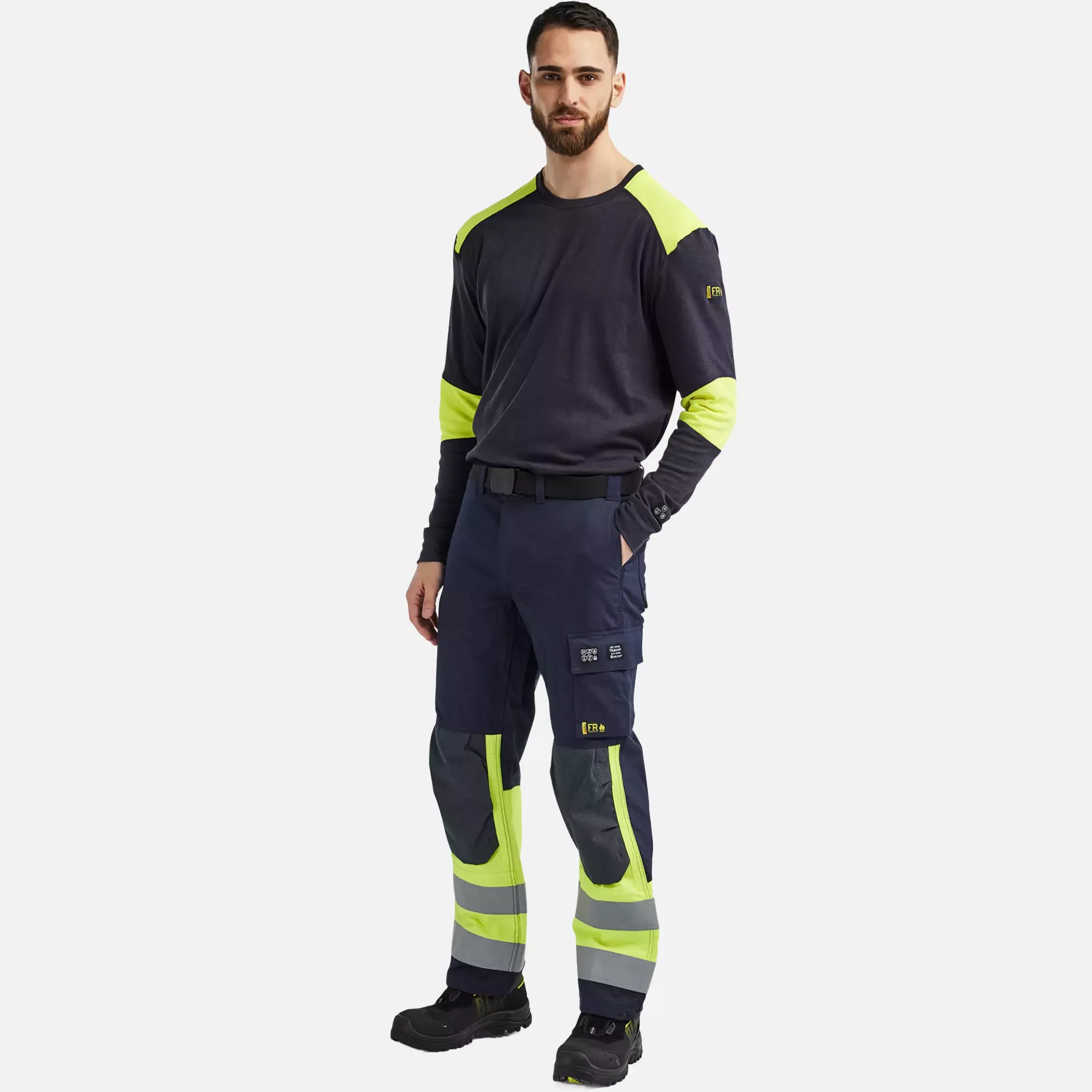 Blaklader 345717618933, Flame Resistant Long Sleeve Shirt, Navy/Yellow, image 5