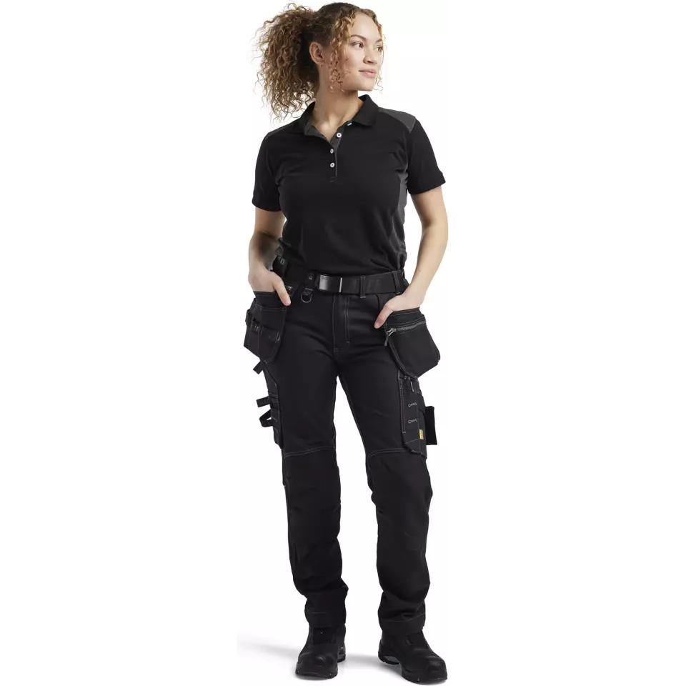 Blåkläder 339010509998, Ladies Polo Shirt, Black/Dark Grey, image 5, gallery thumbnail