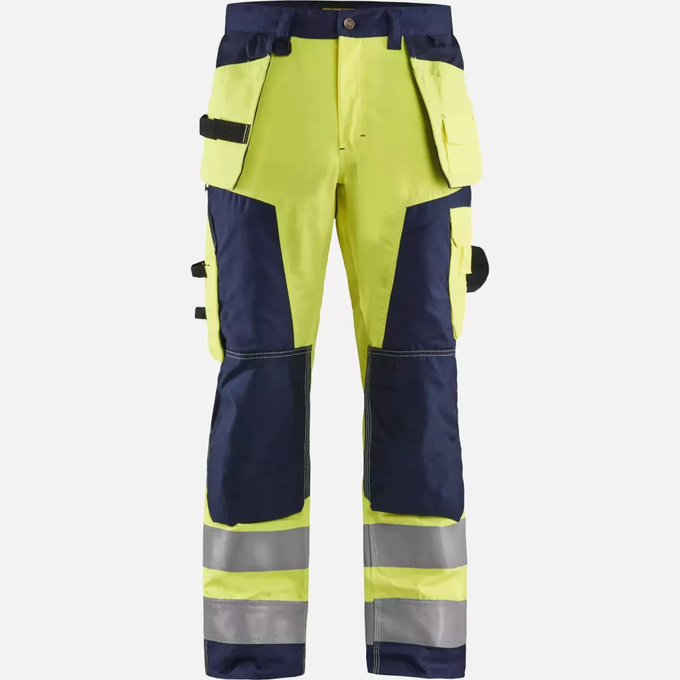 Blaklader 156818113389, High Vis Craftsman Work Trousers, Yellow/Navy Blue, image 1, gallery thumbnail