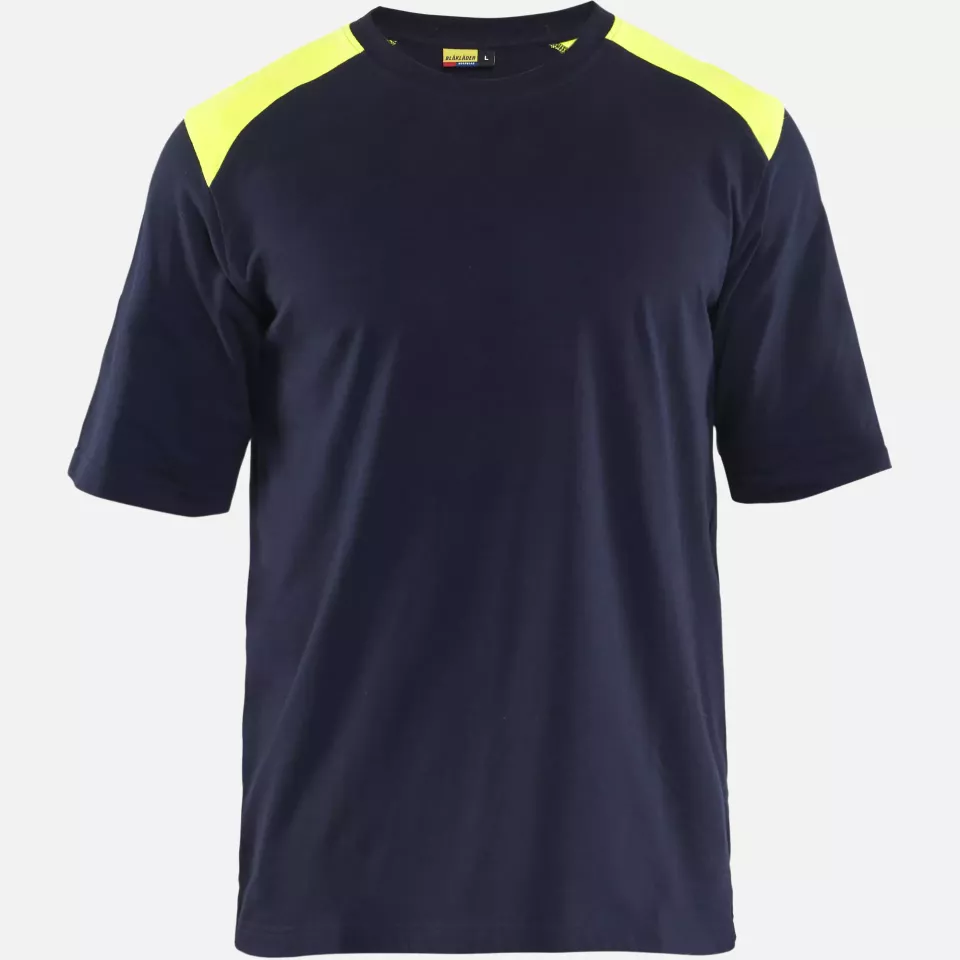 Blaklader 347617378933, Flame Resistant T-Shirt, Navy Blue/ Yellow, image 1, gallery thumbnail