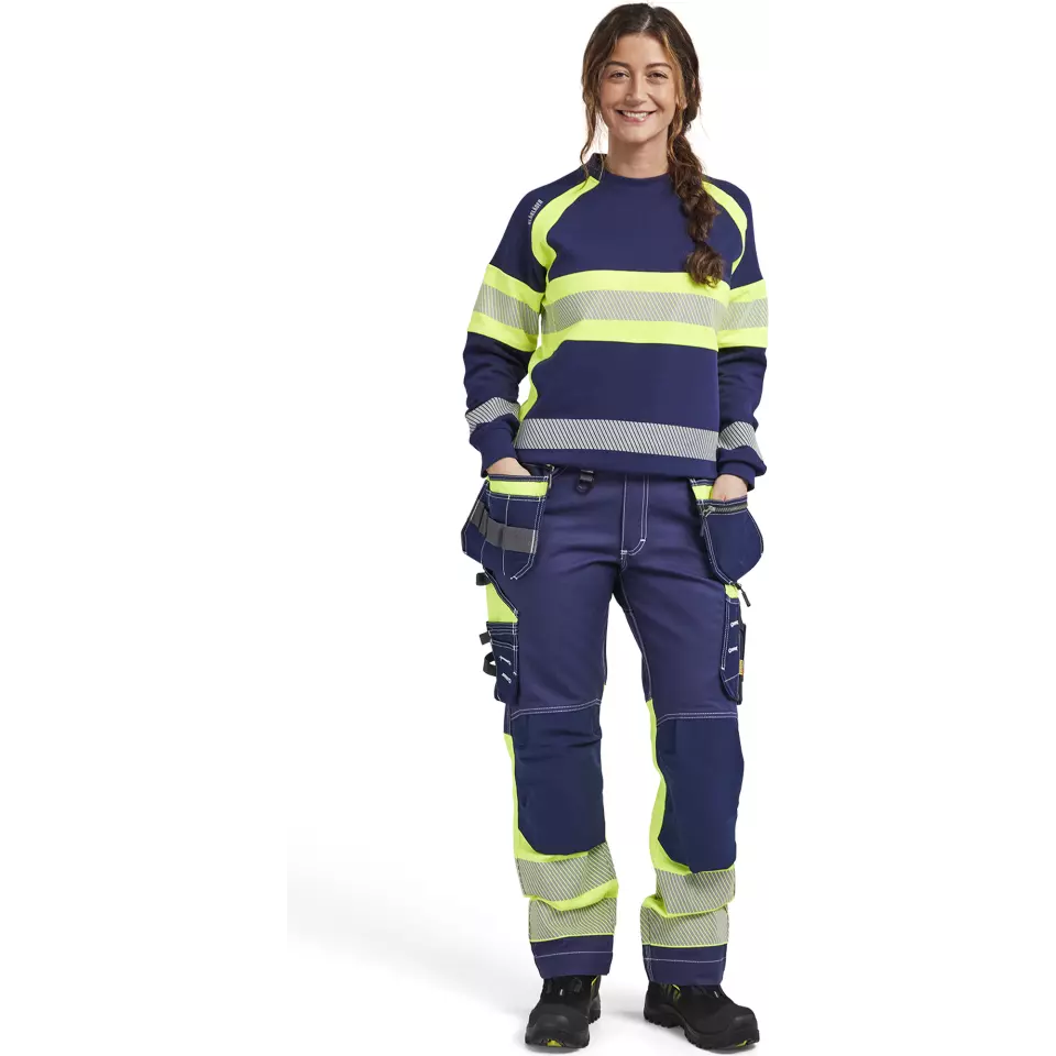Blåkläder 340911588933, High Vis Ladies Sweatshirt, Navy Blue/ Yellow, image 5, gallery thumbnail