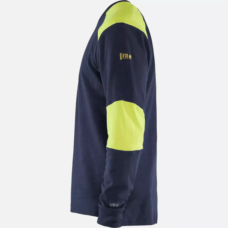 Blaklader 345717618933, Flame Resistant Long Sleeve Shirt, Navy/Yellow, image 3, gallery thumbnail