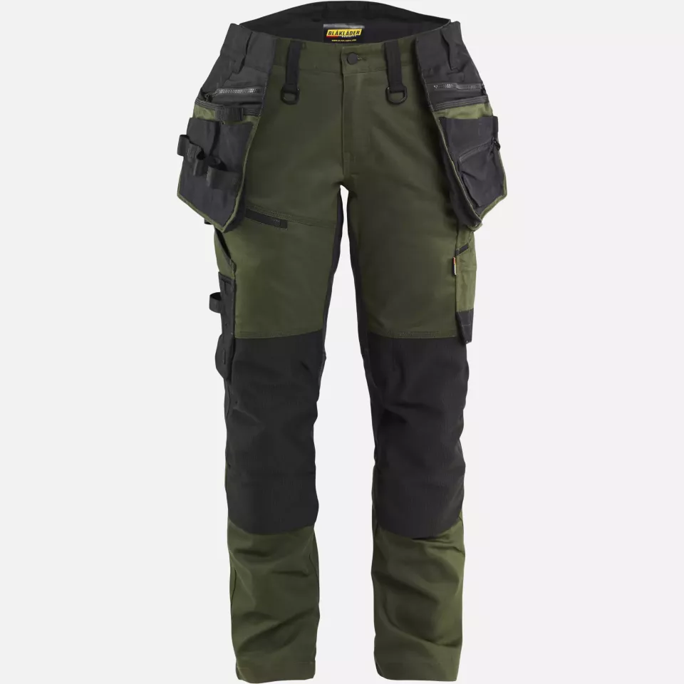 Blaklader 717011494298, STRIKER Ladies Stretch Craftsman Work Trousers, Forest Green/Black, image 1, gallery thumbnail