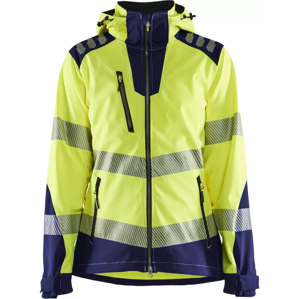 Blaklader 479125133389, High Vis Women's Softshell Jacket, Yellow/Navy Blue, image 1, gallery thumbnail