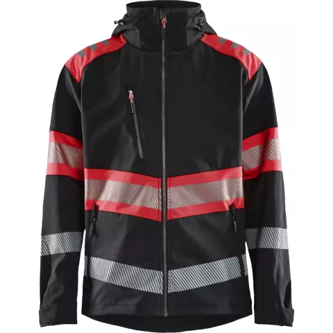 Blaklader High Vis Softshell Jacket, Black/High Vis Red
