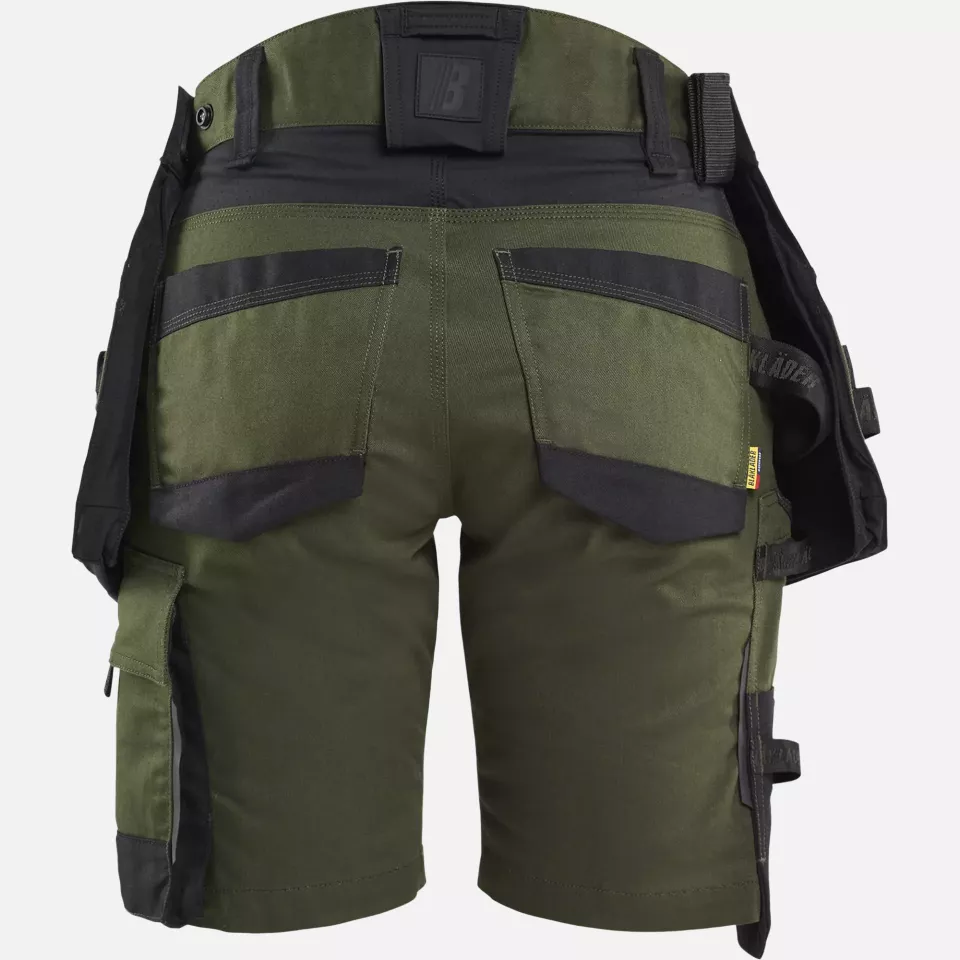 Blaklader 717511494298, STRIKER Ladies Stretch Craftsman Shorts, Forest Green/Black, image 4, gallery thumbnail