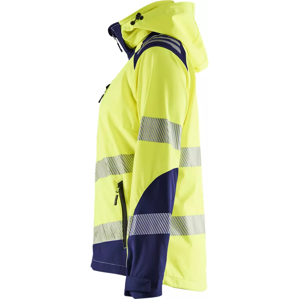 Blaklader 479125133389, High Vis Women's Softshell Jacket, Yellow/Navy Blue, image 3, gallery thumbnail