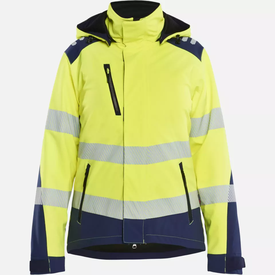Blaklader 440125133389, High Vis Ladies Lined Lightweight Softshell Winter Jacket, Yellow/Navy, image 1, gallery thumbnail