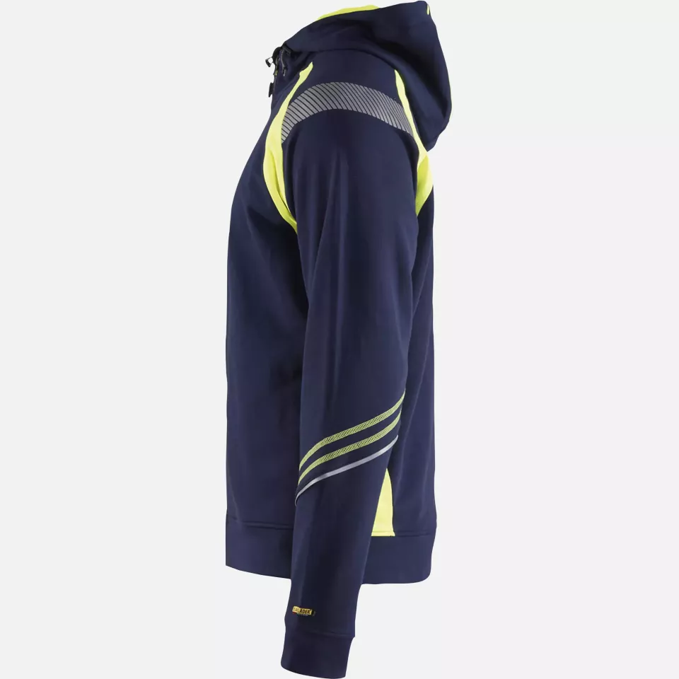 Blaklader 343311588933, Zip Sweatshirt, Navy/ Yellow, image 3, gallery thumbnail